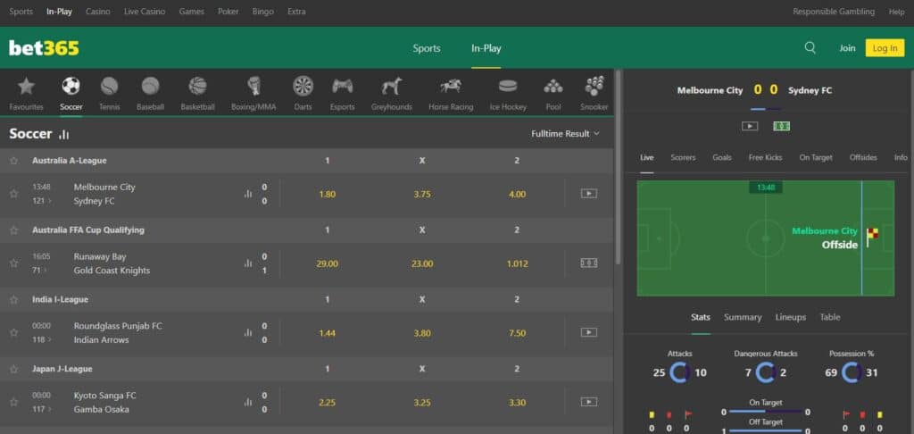 bet365 webová stránka zápasov naživo